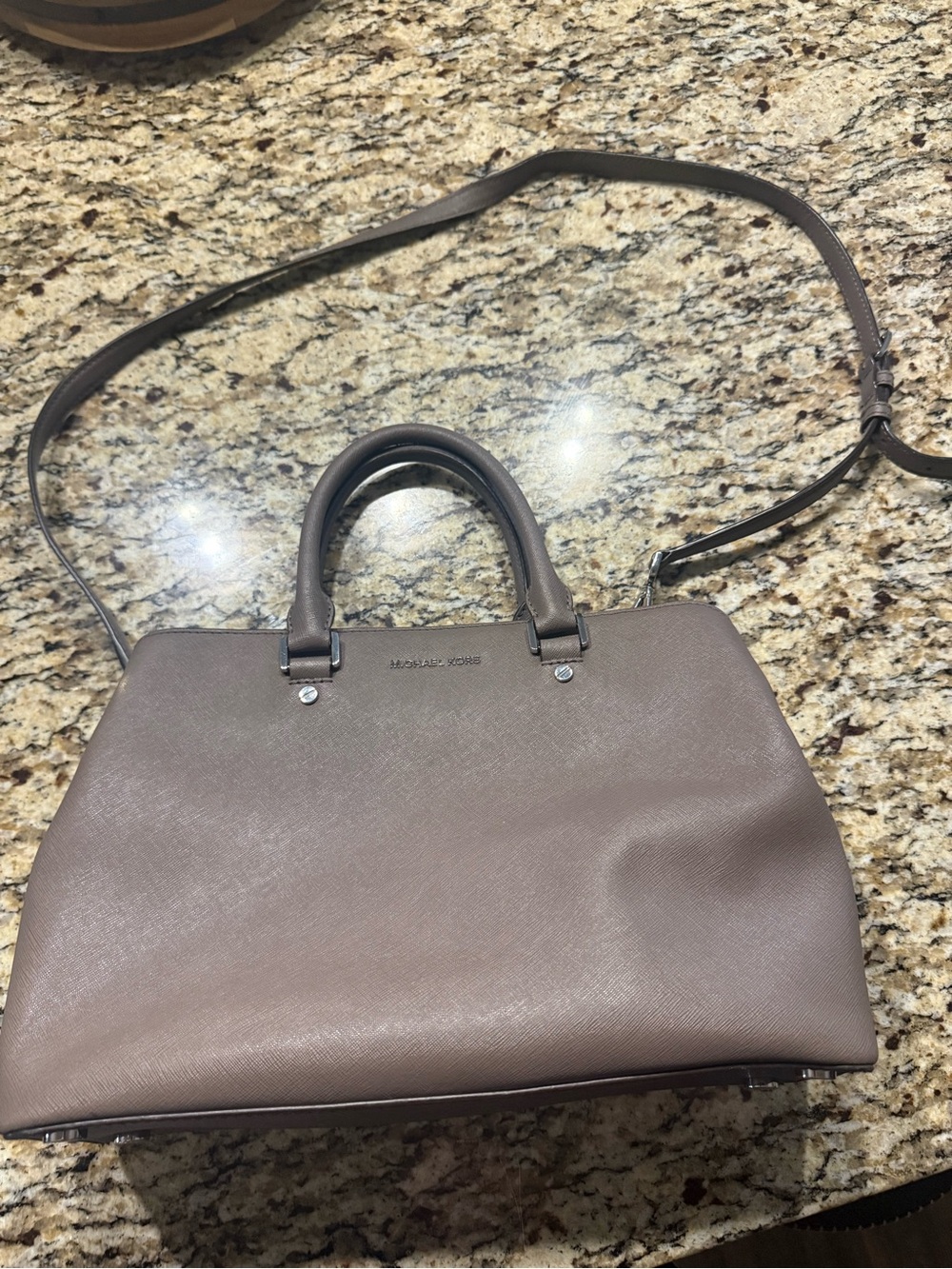 Michael Kors Taupe Saffiano Leather Satchel
